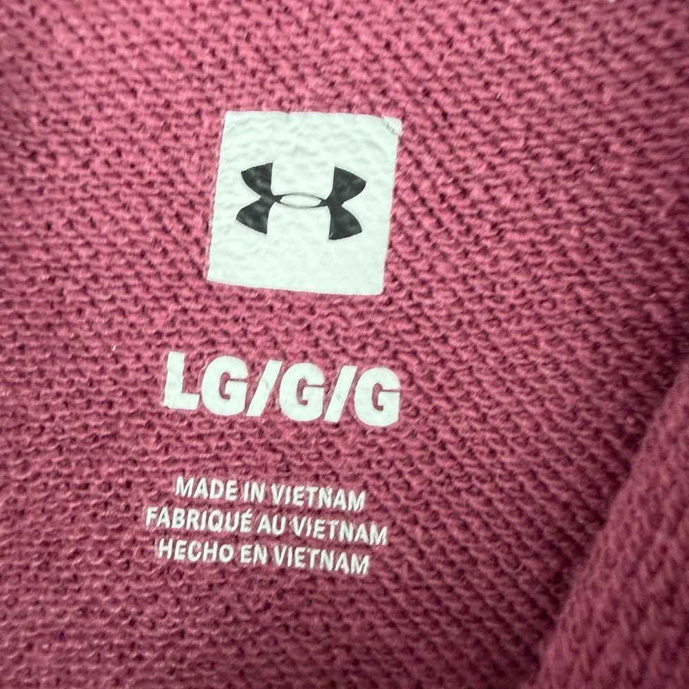 Under Armour Project Rock Hoodie Mens LG Maroon Burgundy‎ Short Sleeve Pocket